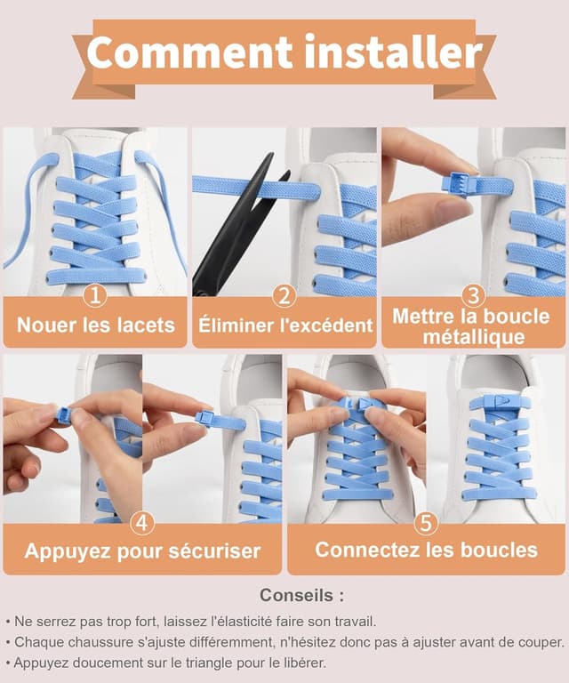 Thumbnail 4 de Stepace Lacets élastiques 8 mm sans laçage