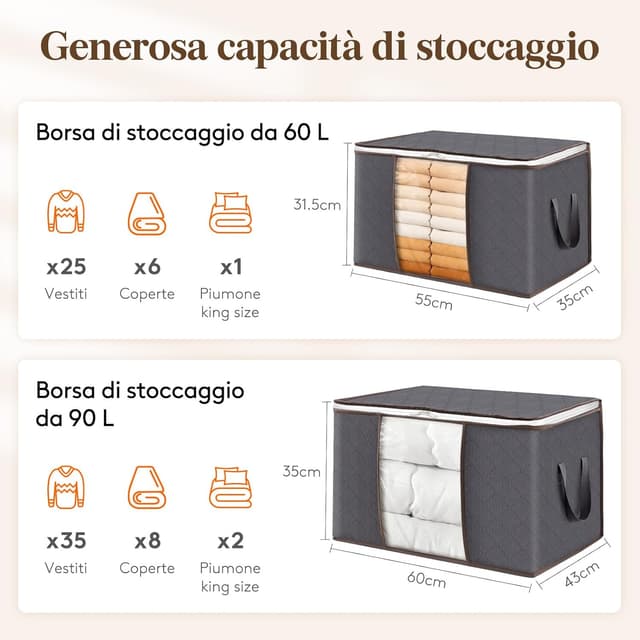 Detalle de Lifewit scatole armadio organizer 60L 6 pezzi