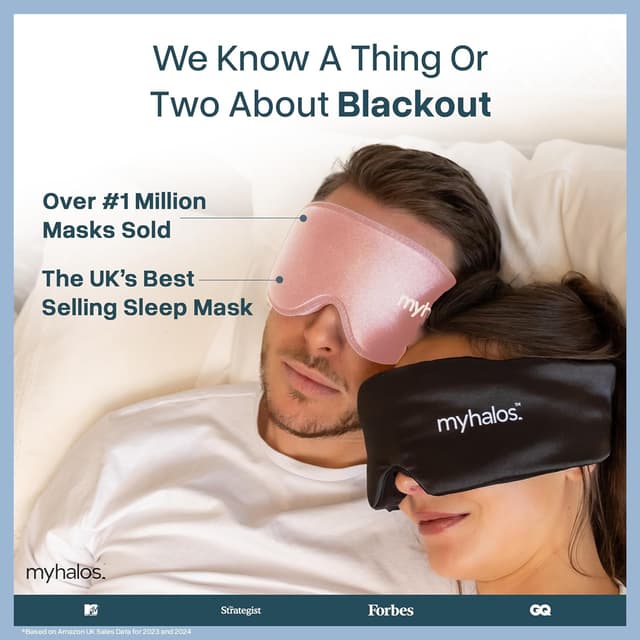 Detalle 1 de myhalos MyHalos 3D Sleep Mask – 100% blackout sleep eye mask for side sleepers, eyelash friendly & zero pressure
