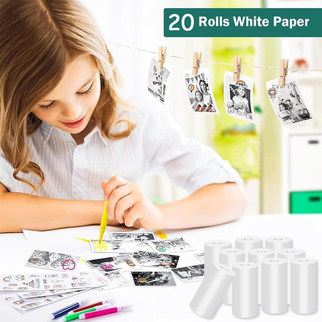 Detalle de Tiusixsy 20 Rollen Mini-Druckerpapier (Thermopapier) 57 x 25 mm für Kinder‑Sofortbildkameras