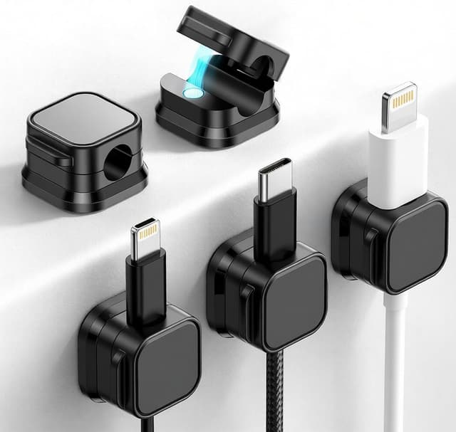 Detalle de Motswedi Organizador Cables 5 piezas magnets adhesivo fuerte