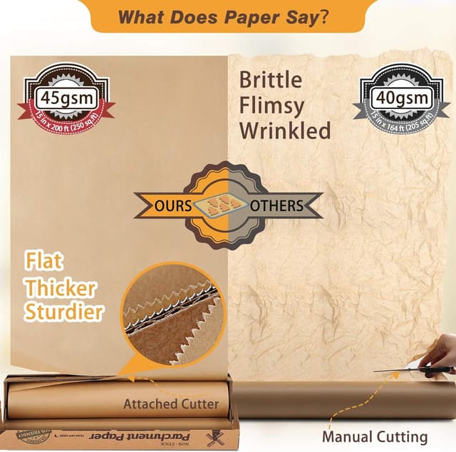 Thumbnail 3 de Unbleached Parchment Baking Paper Roll 250 Sq.Ft 🧁