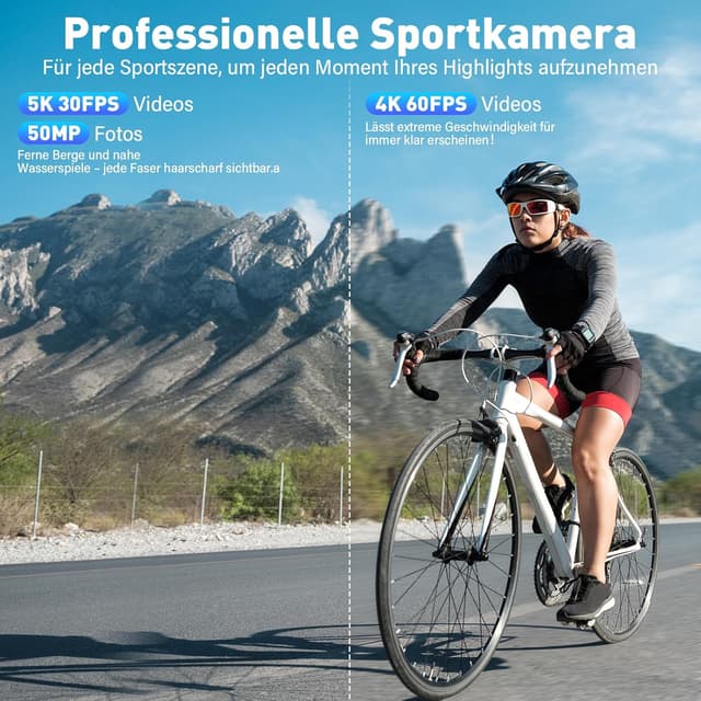 Detalle 2 de Ruycllo Action Cam 5K 50 MP Unterwasserkamera