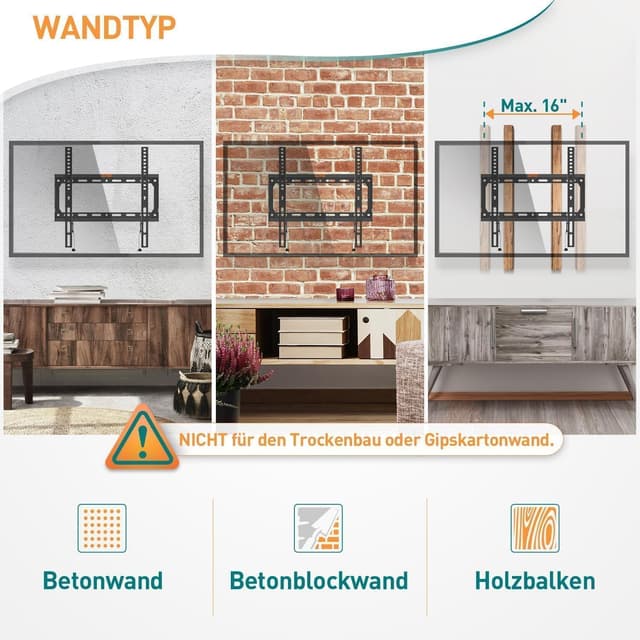 Thumbnail 6 de ELIVED EV3035 feste TV-Wandhalterung (Ultra Slim) für 26–60 Zoll, VESA bis 400x400, bis 45 kg