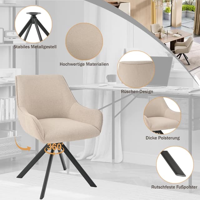 Detalle de Goeurvant Esszimmerstühle Drehbar 6er-Set 6