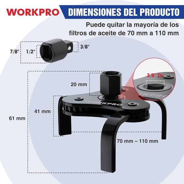 Thumbnail 1 de WORKPRO Llave de filtro de aceite 70–110 mm