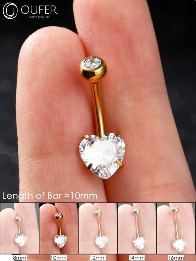 Thumbnail 2 de OUFER Piercing Nombril Titane Boules Cœur 1,6 mm
