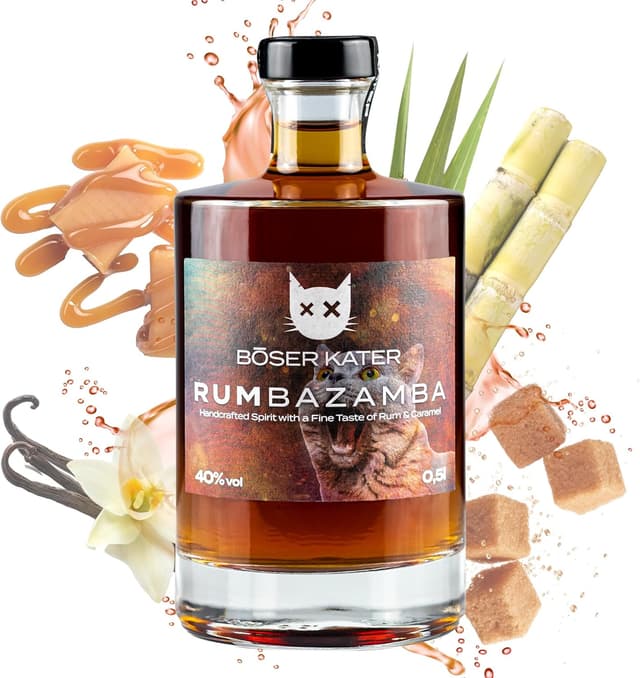 Detalle de RUMbazamba Böser Kater Caramel-Toffee Rumbazamba, 0,5 l mit 40% vol – handgemacht in kleiner Auflage