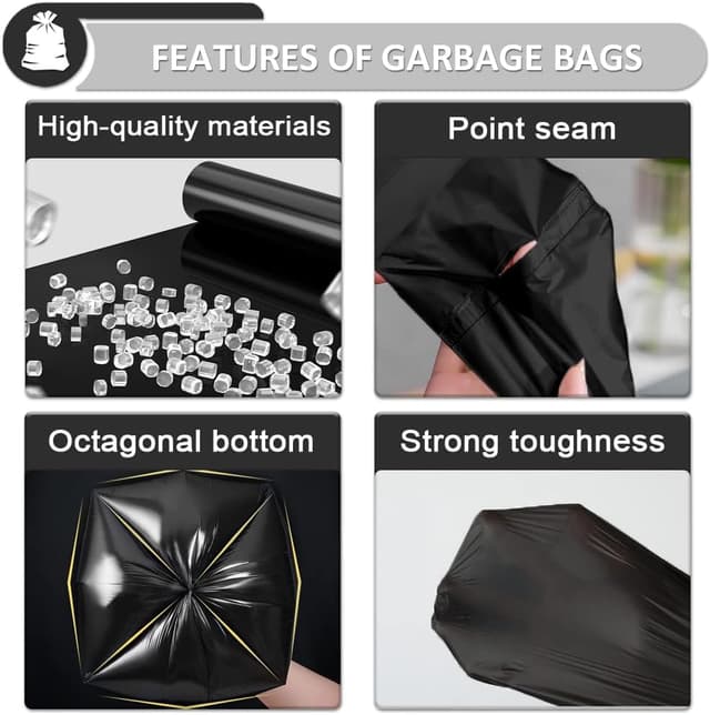 Detalle de Small Black Bin Bags 4–6L Pedal Bin Liners (69 Count) – Mini HDPE Wastebasket Trash Bags