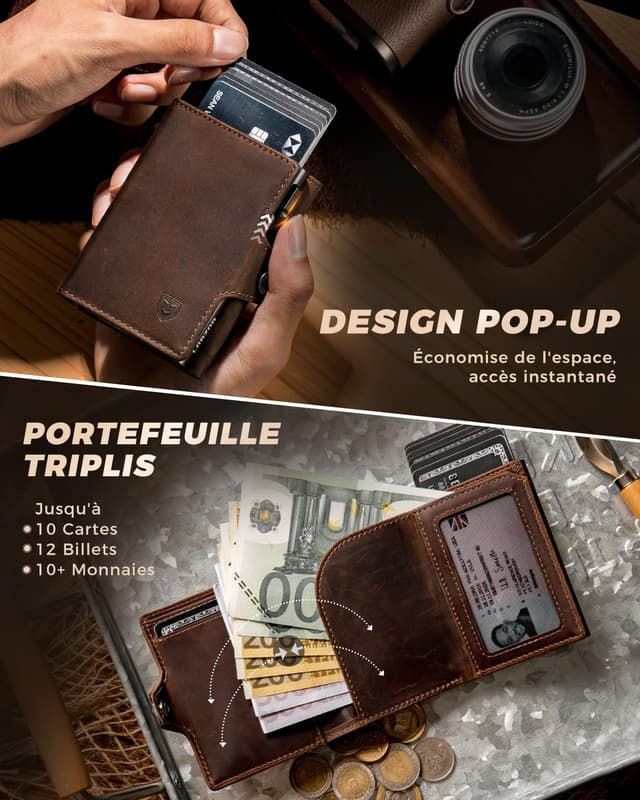 Thumbnail 2 de LORZOR Porte Carte Homme XXL Cuir Véritable RFID