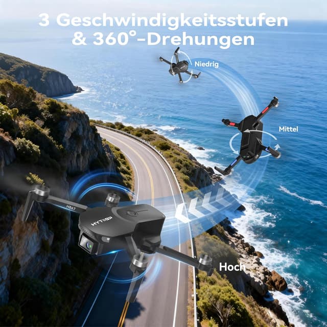 Detalle 2 de H867 Drohne mit Kamera 4K – faltbarer Quadrocopter für Einsteiger (bis 36 Minuten, 2 Akkus)