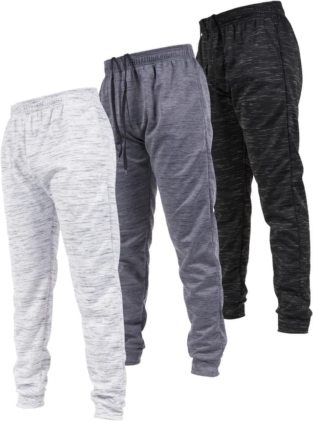 Detalle de Ultra Performance 3 Pack Men’s Joggers with Pockets (Small–3X) — Lightweight Athletic Sweatpants