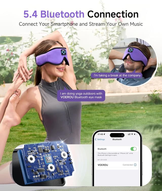Detalle 2 de Voerou Auriculares para dormir Bluetooth 5.4