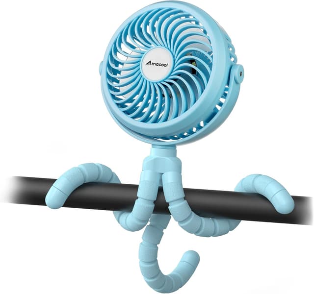 Thumbnail 6 de AMACOOL Pram Fan (Battery Operated) Clip-On with Flexible Tripod, 3 Speeds & Rotatable Head – Black