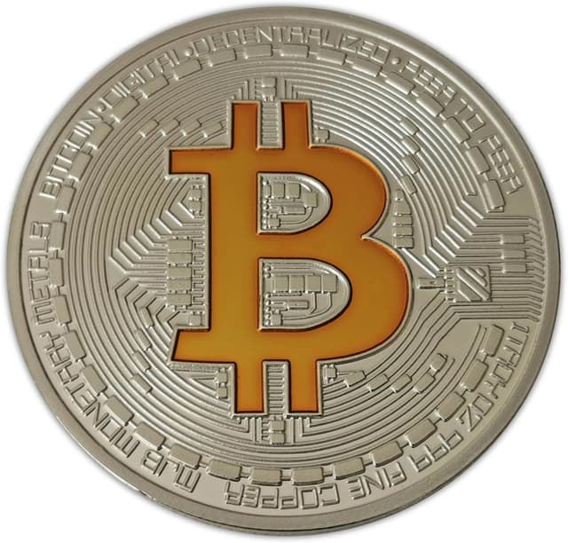 Detalle de Eillwin New Bitcoin detailed silver colour collectible coin (40mm, approx. 28g)