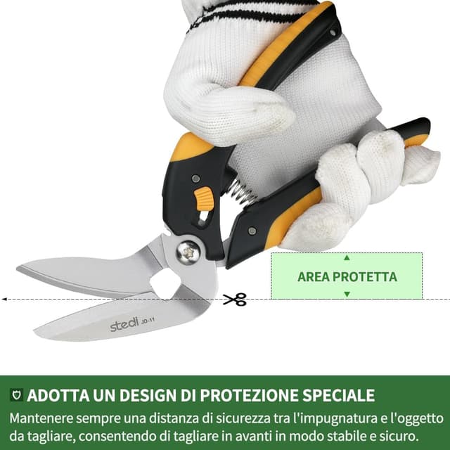 Detalle de Stedi forbici per tappeti da 22 cm, universali con lame dentellate in acciaio inox carbonizzato