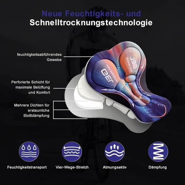 Detalle 1 de Ulhnei Herren Radunterhose mit 5D Sitzpolster – kurz, atmungsaktiv & schnelltrocknend