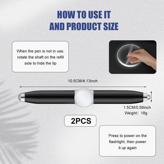 Detalle de AUAUY 2PCS Spinning Pen with LED Light (Black & Gold) – rotating fidget ballpoint pens