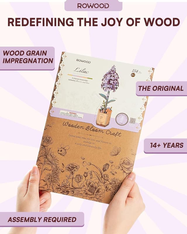 Thumbnail 6 de ROWOOD 3D Holz-Puzzle Lila – DIY-Blume als Bausatz für Erwachsene