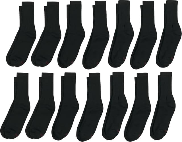 Detalle 2 de Hanes Men’s Double-Strength Crew Socks (White/Black) — Moisture-Wicking, Cushioned & Anti-Odor