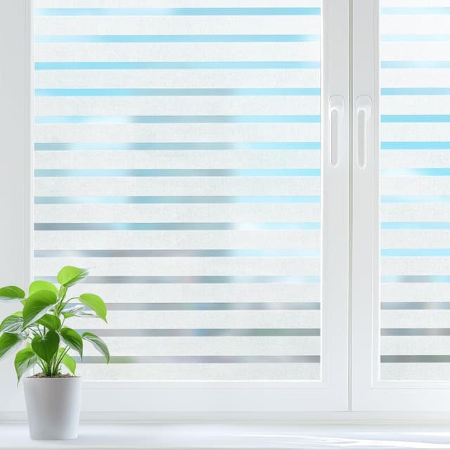 Detalle de DOWELL Privacy Window Film with Classic Stripes & Blinds Pattern (60x200cm) — static cling, anti-UV, temporary privacy