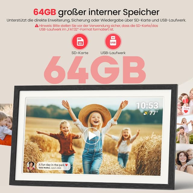 Detalle 2 de 64GB FRAMEO digitaler Bilderrahmen 21,5 Zoll (1920×1080) mit Touchscreen, WLAN & App-Sharing