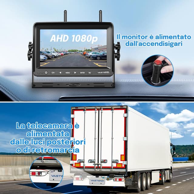 Thumbnail 1 de VASTEND Telecamera posteriore wireless 7” 1080P