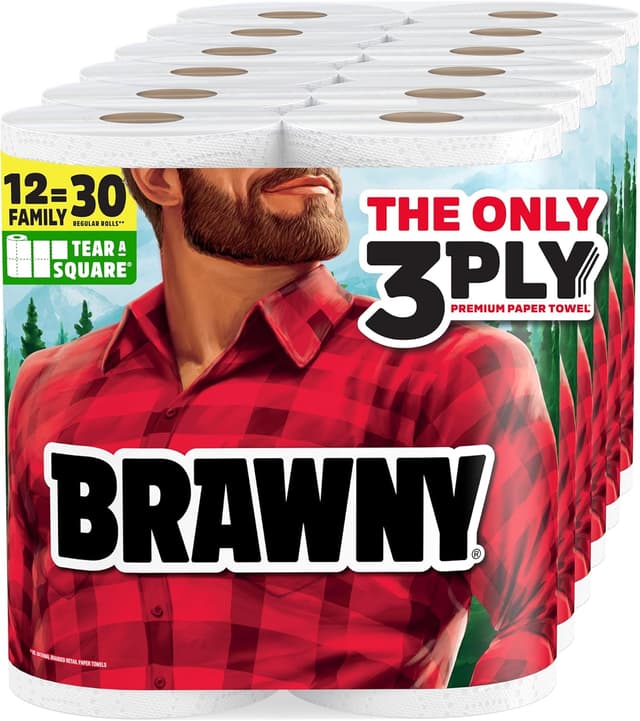 Detalle de Brawny Tear-A-Square paper towels, 12 XL rolls