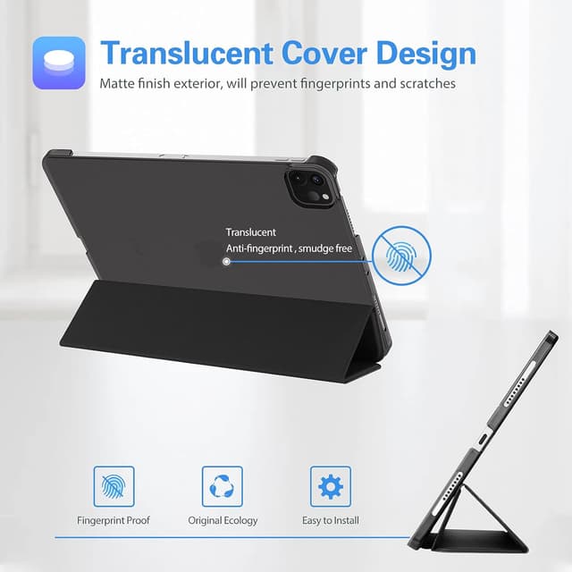 Detalle de ProCase Hülle für iPad Pro 11 Zoll (2022/2021/2020) Dreifach-Falt-Schutzhülle mit Ständer und Smart-Case-Funktion – Schwarz