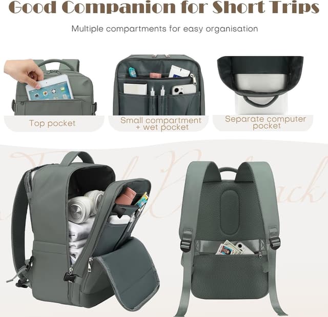 Detalle 2 de Yankony Easyjet Handgepäck-Rucksack 45 x 36 x 20 cm – wasserabweisender Flugreise-Travelbag fürs Kabinengepäck