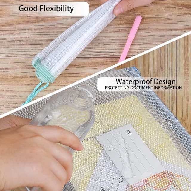 Detalle de MerryNine lot de 10 pochettes en maille A3 étanches à fermeture éclair