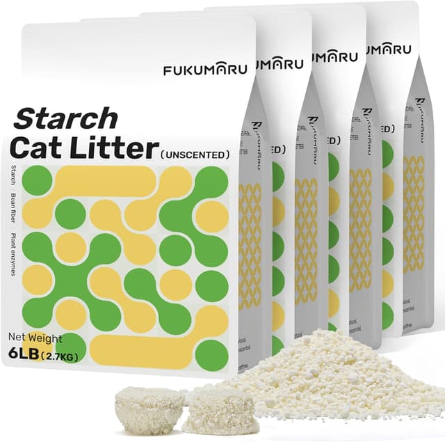 Detalle de FUKUMARU Cassava Cat Litter (Unscented) strong clumping, low dust, plant-based bulk – 2.7kg x 4 bags