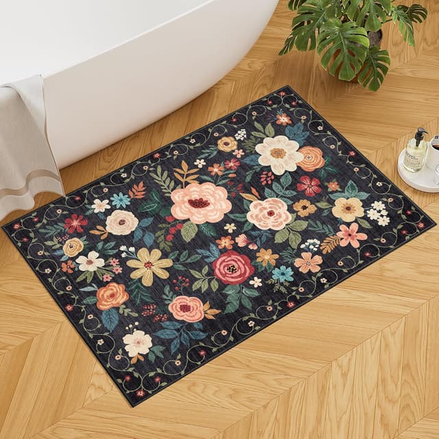 Thumbnail 1 de DUKINO 2x3 Floral Washable Entryway Rug