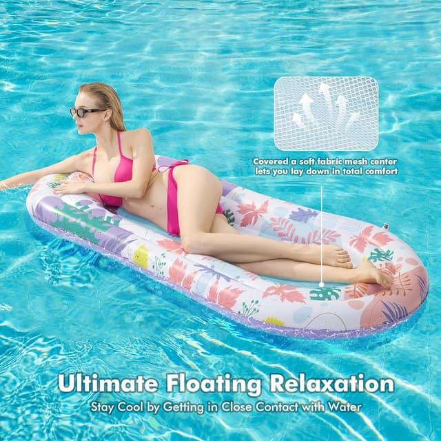 Detalle de Stonful Pool Floats Lounger, 2-Pack Inflatable Pool Floats for Adults with Headrest & Footrest (Multicolor)