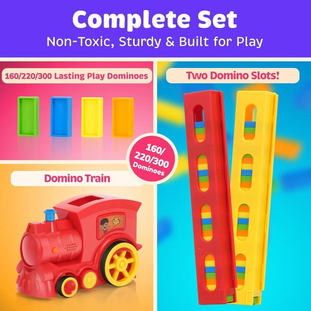 Detalle de Atlasonix Domino Train for Kids — Automatic Domino Laying Toy Set (Montessori STEM)