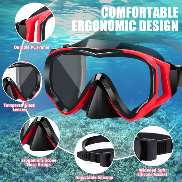 Detalle 2 de HIKOTEY Schnorchelset Kinder (Trocken) mit Anti-Fog Panorama- Tauchmaske