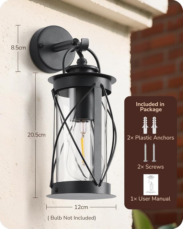 Thumbnail 4 de EDISHINE Vintage Wall Light IP44 Anthracite 🏮