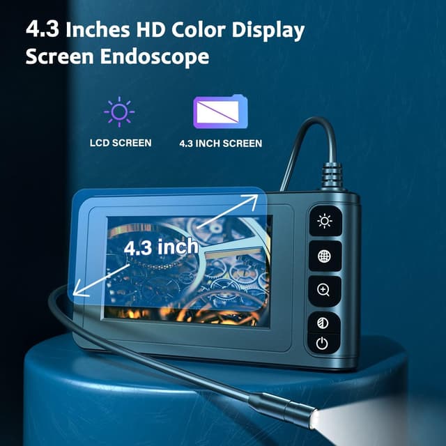 Detalle 2 de SKYBASIC Industrial Endoskop mit 4,3-Zoll-Display, 8-LEDs und 8-mm-Rohrkamera (IP67) – 5-m-Kabel