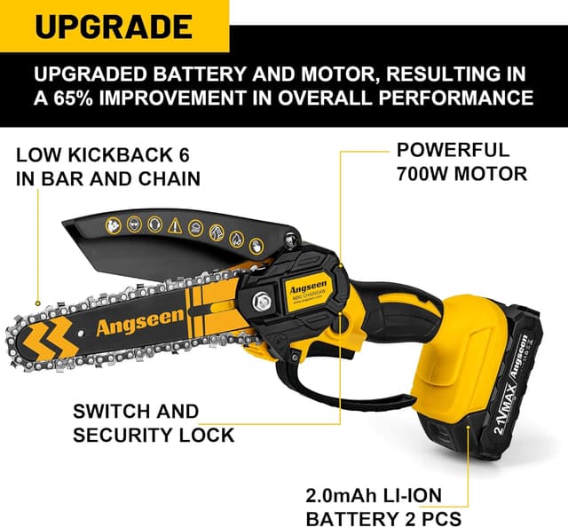 Thumbnail 1 de Brushless Mini Chainsaw Cordless 6-inch 2.0Ah batteries 🪚