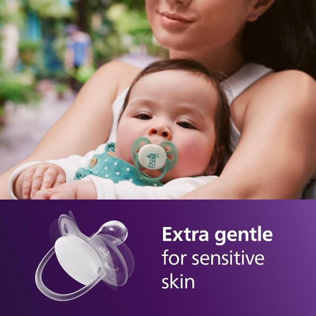 Detalle 2 de AVENT Philips Avent Ultra Soft Nighttime Soothers (SCF094/08) – Orthodontic 6–18 Months, BPA-Free, Glow-in-the-Dark, 4 Pack