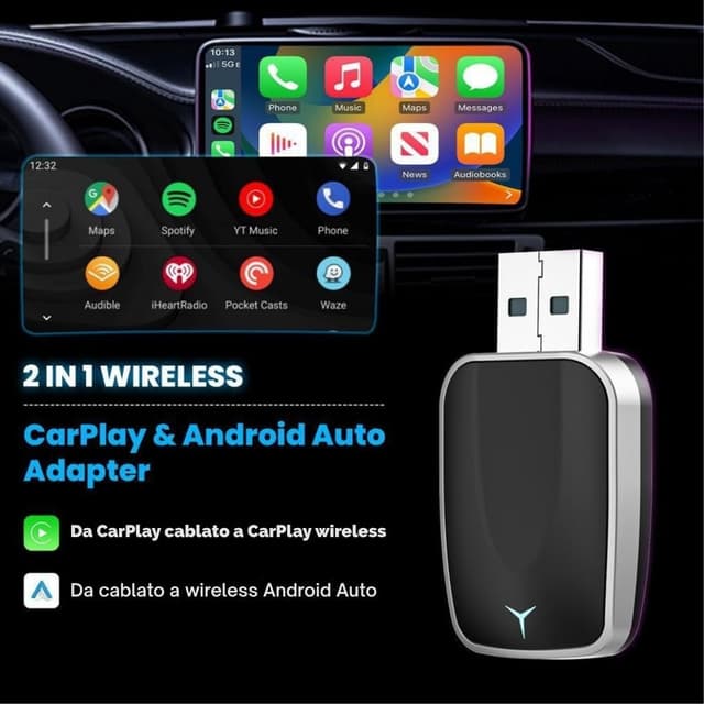 Detalle de LM Wireless CarPlay Android Auto Plug & Play