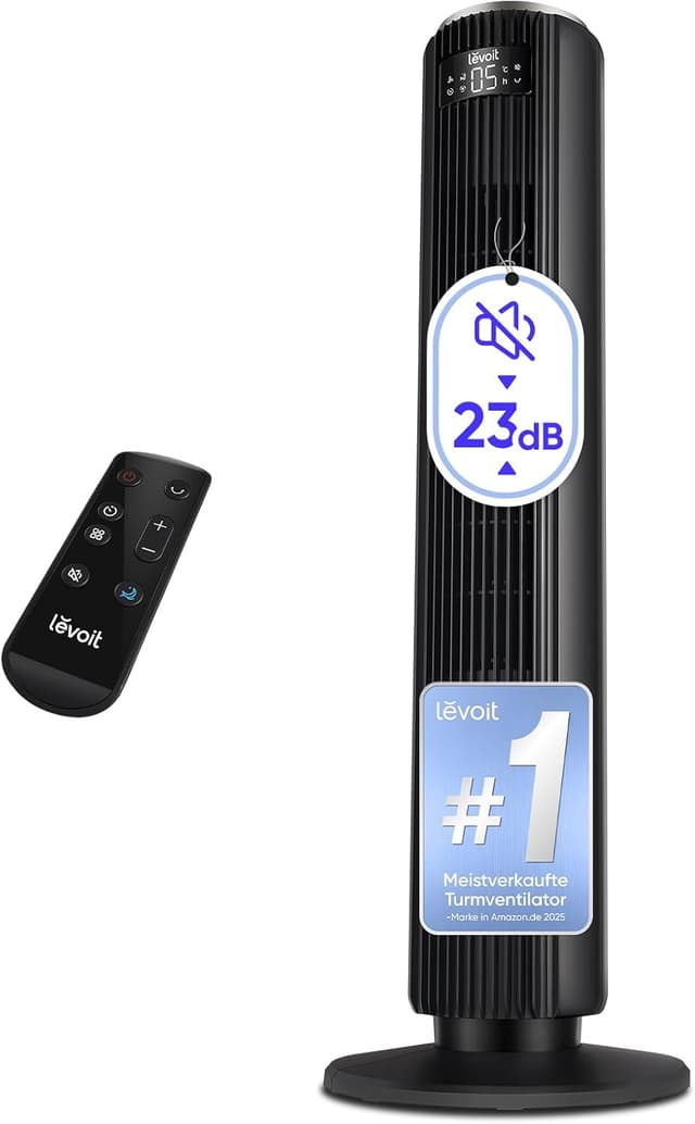 Thumbnail 6 de Levoit leiser Turmventilator mit Kühlung, Oszillation & Fernbedienung – Schlafmodus, Timer (12 Std.) und 5 Stufen