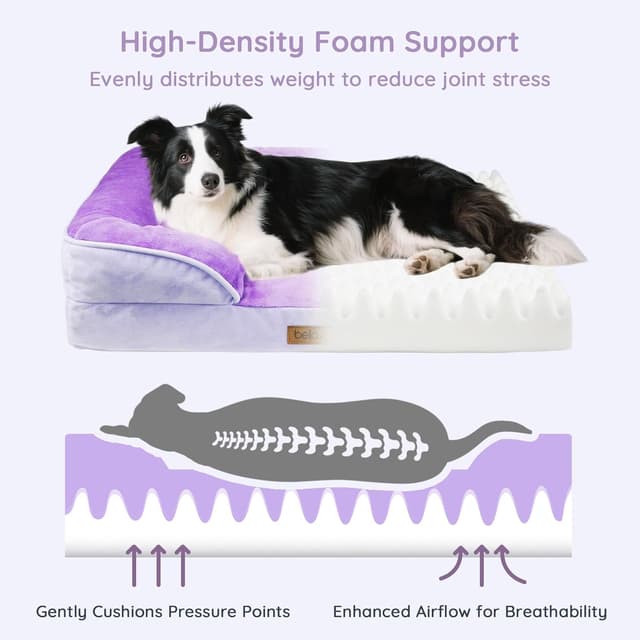 Detalle 2 de BELLA & PAL Orthopaedic Dog Bed (Dog Sofa) with 8cm Egg Foam Mattress, Removable Washable Cover & Waterproof Liner, 92x69x16.5cm