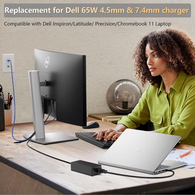 Detalle 2 de 65W Dell Laptop Charger (Round Tip) Compatible with Dell Inspiron, Vostro & Latitude