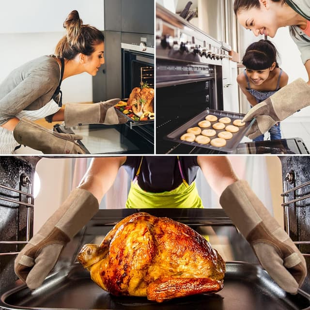 Thumbnail 6 de AOUCHI Leather Welding BBQ Fire Gloves Large