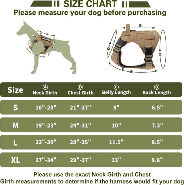 Detalle de Belababy Tactical Anti Pull Dog Harness (Wolf Brown) with Front Clip, Handle & MOLLE – Adjustable Service Vest, S