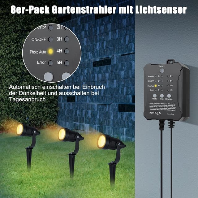 Detalle de COOLWEST Gartenstrahler Set 8er mit 20 m