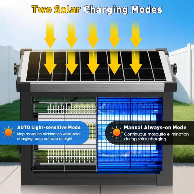 Detalle de Solar Bug Zapper Outdoor (4500V) by Newly Upgraded — Cordless Rechargeable Solar Mosquito Zapper, IP66 Waterproof