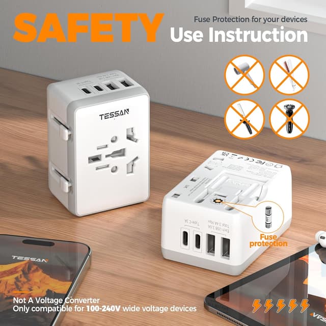 Thumbnail 5 de TESSAN Universal Travel Adapter 2 USB-C, 2 USB-A 🔌