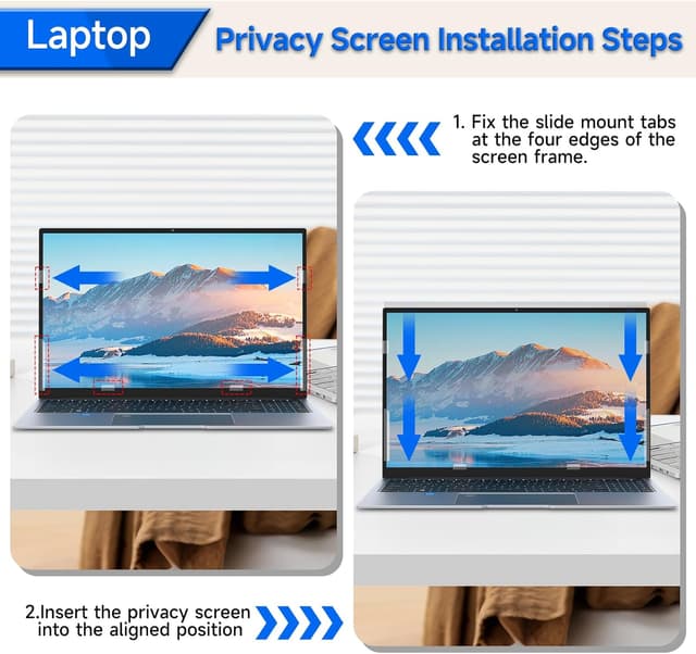 Detalle 2 de ZOEGAA 4-way 360° Privacy Screen for 14-inch 16:10 Laptops (Removable, Anti-Glare & Blue Light)